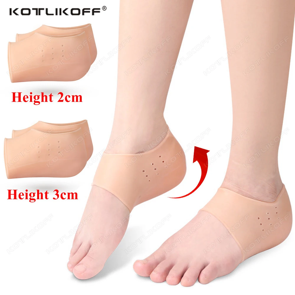 

2cm 3cm Invisible Super Elastic Heightening Insole Bottom Breathable Silicone Men/Women Bionic Heel Cover Half Pad Insole Unisex