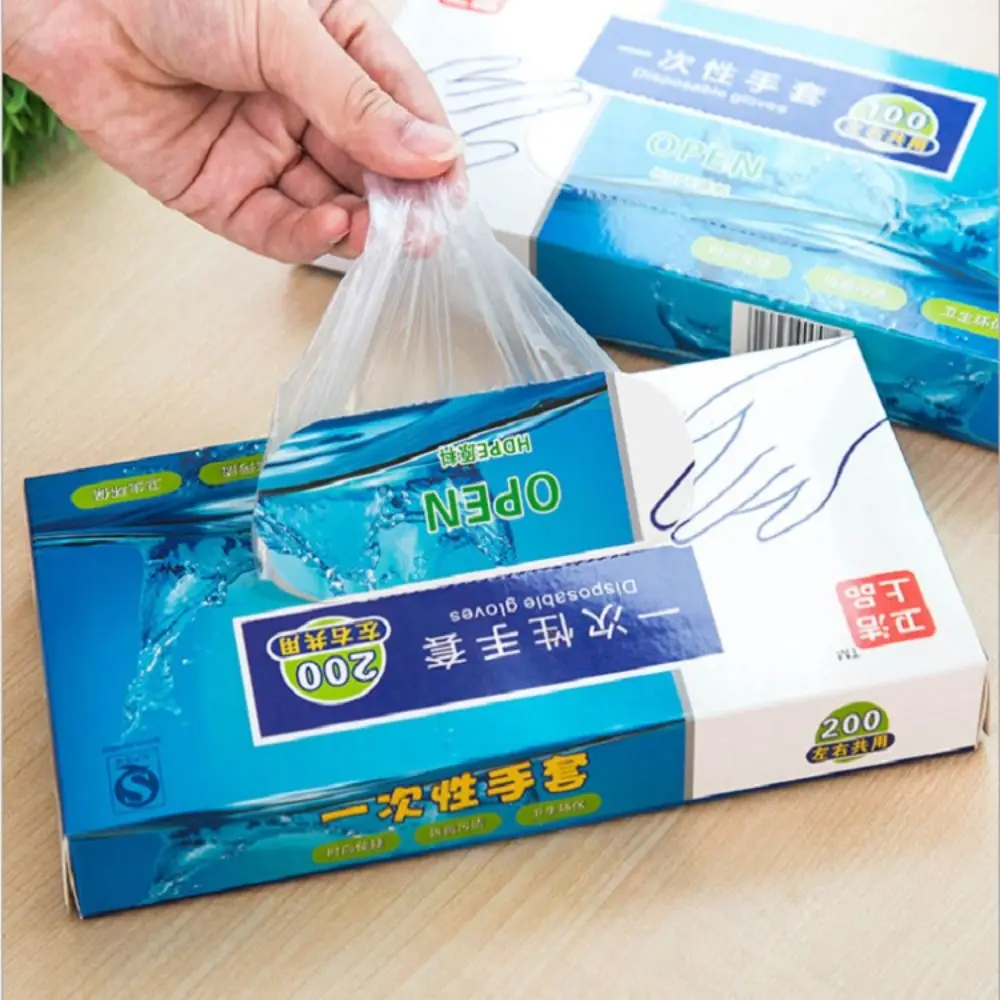 

100pcs/box Cooking Cleaning Disposable Gloves Transparent Plastic Sanitary Household Gloves