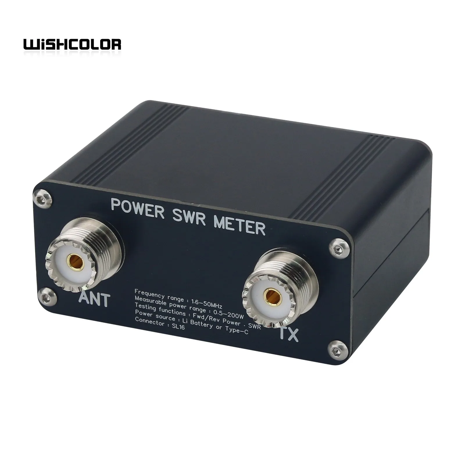 위시컬러 1.6-50MHz 200W 파워 SWR 미터 프로 HF PWR SWR 미터 (1.29인치 OLED 디지털 디스플레이 화면 포함)