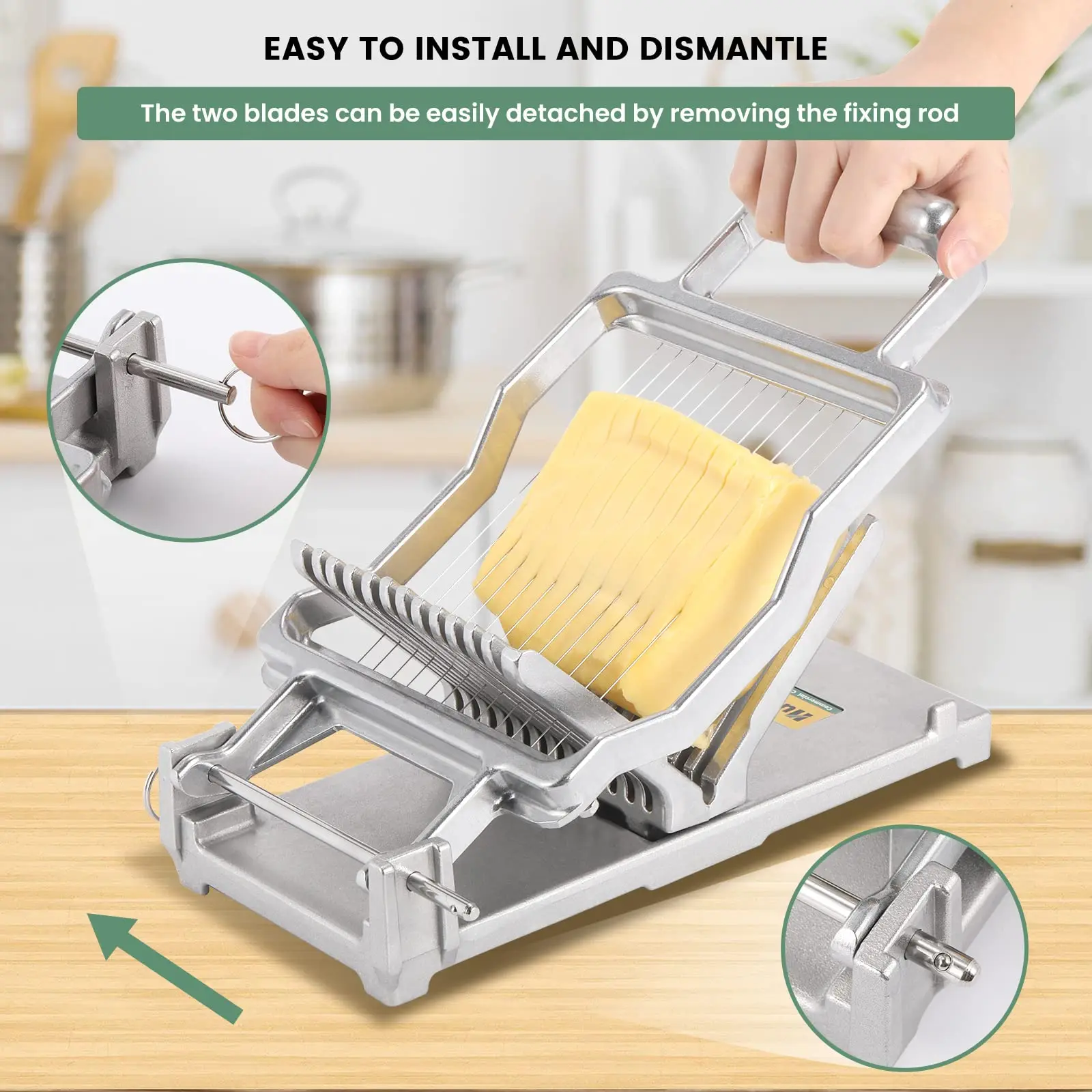 VEVOR Cheese Cutter With Wire 1 cm & 2 cm Cheeser Butter Cutting Blade  Replaceable Cheese Slicer Wire, Aluminum Alloy Commercial Cheese Slicer  with