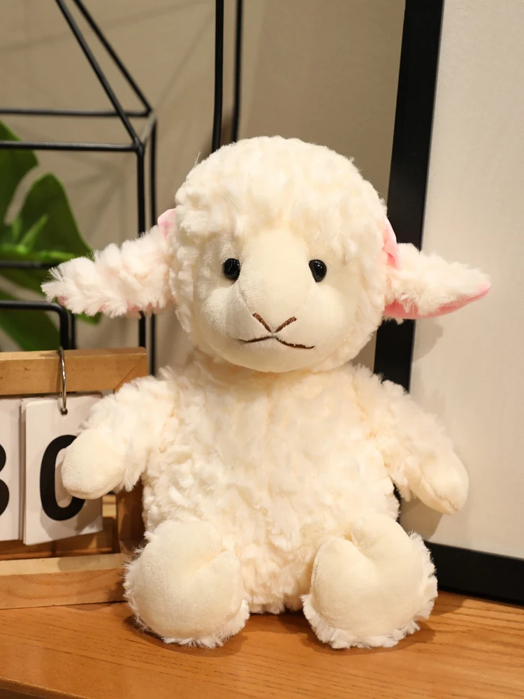 Kawaii Sweet Soft Furry White Sheep Plush Toy 16/22/30cm Cute Cartoon Stuffed Sleeping Doll Ideal Birthday Gift for Kids