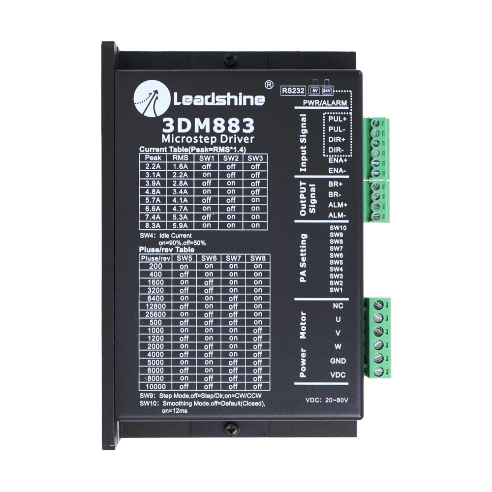 Leadshine 3dm883 Fase Digital Stepper Motor Driver 0.58.3a 2074vdc para Nema 23 Nema 24 Nema 34 Motor Controller