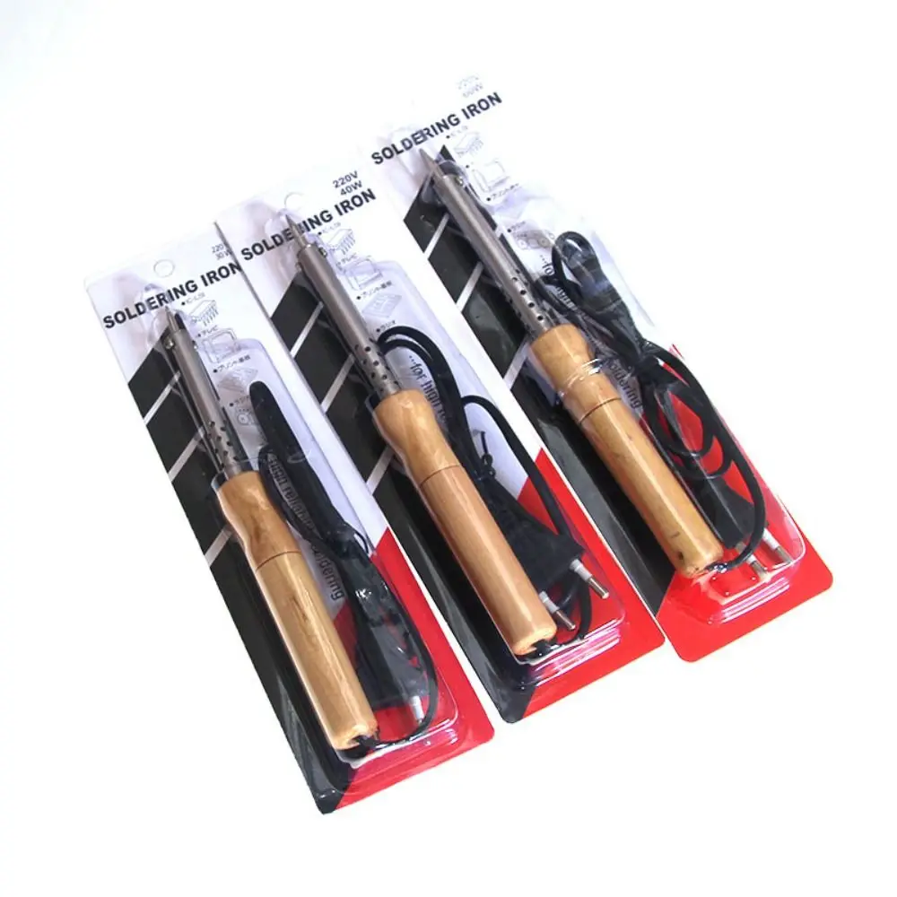 220V Adjustable Temperature Electric Solder Iron 30W/40W/60W/80W/100W Wooden Handle Soldering Iron Rework Statian Welding Tool