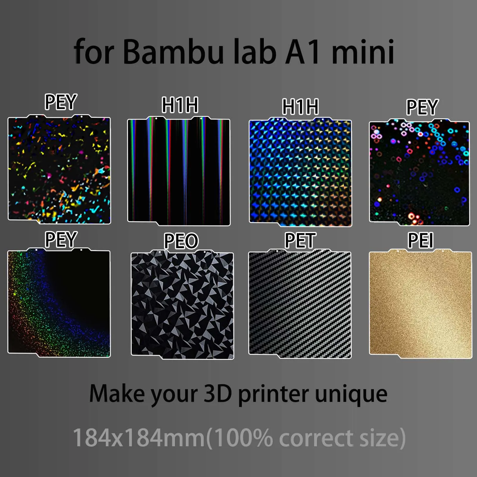 For Bambu lab A1 Mini 3d Printer Double Sided 180x180 Magnetic Bed PEY PEI PEO PET Spring Steel Sheet Build Plate Flexible
