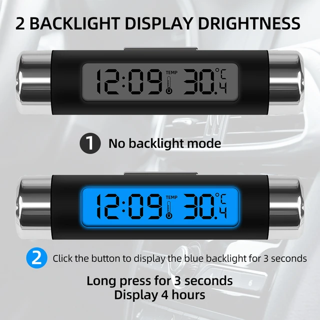 2 IN 1 Elektronische Auto Uhr Thermometer Zeit Uhr Auto Uhren Luminous LCD  Digital Display Dashboard Styling Zubehör - AliExpress