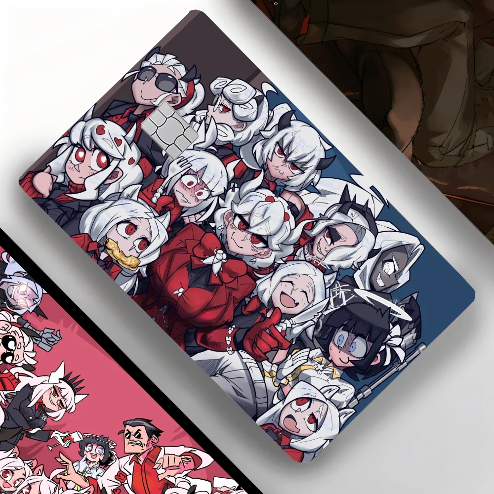 Anime Helltaker Stickers 4pcs PVC Credit Card Skin Stickers Removable Self-adhesive Protective Film