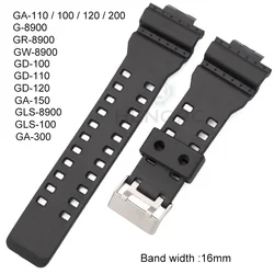 Black 16mm Silicone Rubber Waterproof Watch Band Strap Replacement (Black)