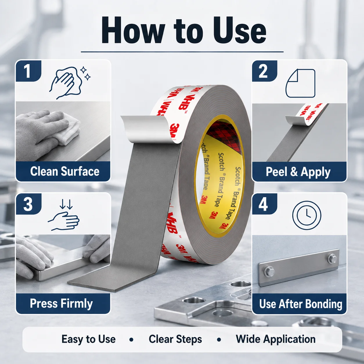 High-Strength Gray Acrylic Foam Double Sided Mounting Tape, 1.1mm Thick, Ideal for Automotive, Electronics, and Metal Applications