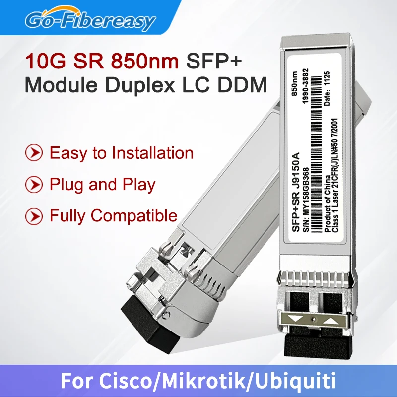 Modulo Switch Sfp Da 10Gb 10Gbase-Sr Sfp 850Nm 300M Dom Lc Mmf Ricetrasmettitore A Fibra Ottica Compatibile Con Netgear,Dell,Juniper,Intel