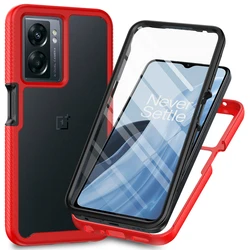 Armor Shockproof Case with PET Screen Protector and Transparent Acrylic Back Cover for OnePlus Nord N300 5G (Red)