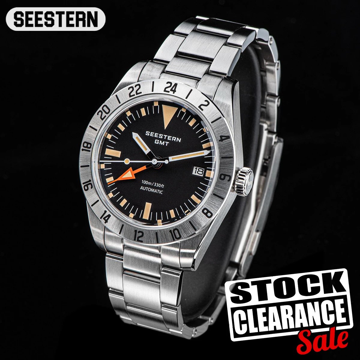 日本製NH34搭載 GMT 自動巻 MOD サファイアガラス 200m防水 新品 PARNIS 日本製NH34GMTムーブメント 自動巻き腕時計 40mm