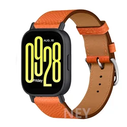 Premium Leather Watch Strap - Universal 20mm/22mm Bracelet Replacement for Redmi Watch 5 Active (7 flame orange)