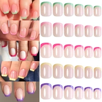 120/240 pièces français court carré faux ongles 12 tailles couverture complète presse sur ongles brillant français faux bout des doigts pour les femmes bricolage ongles & 3