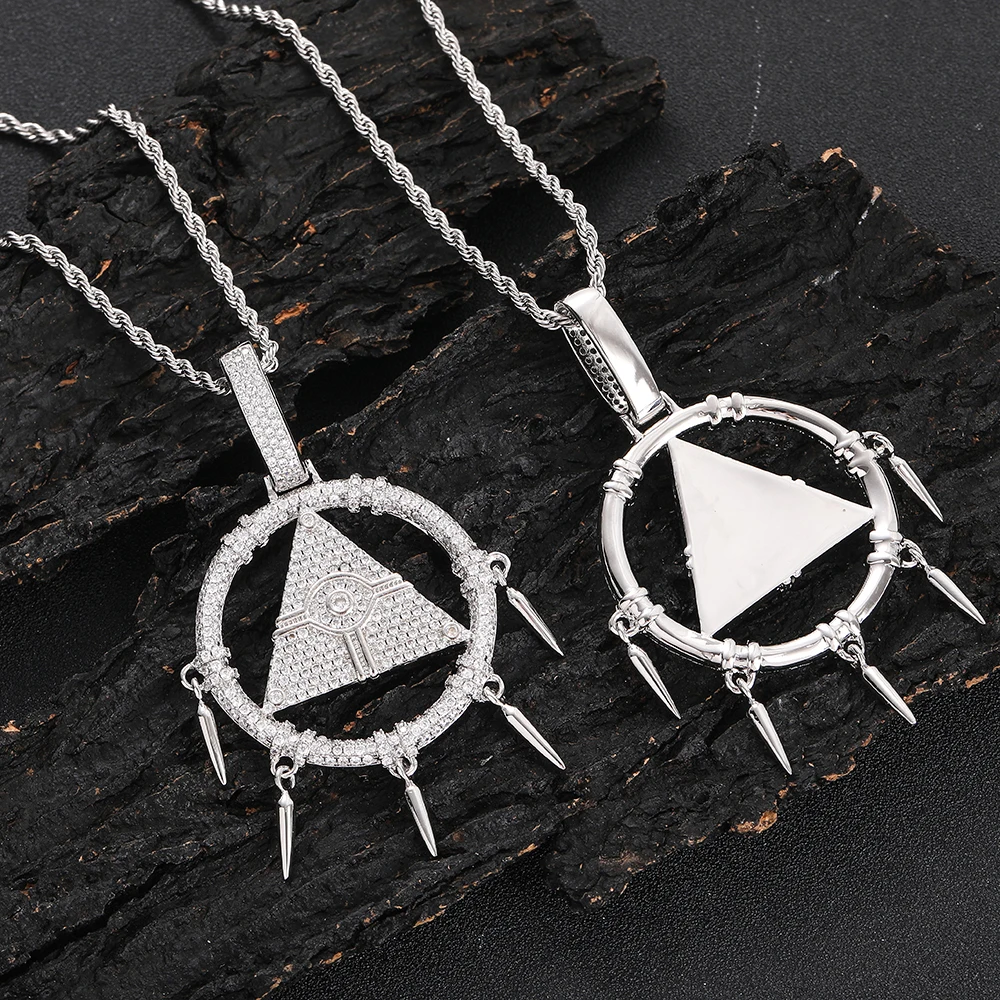 

Hip Hop Jewelry Cartoon Pendant Setting CZ Stone Silver Plated Eye Millennium Wisdom Wheel Pendant