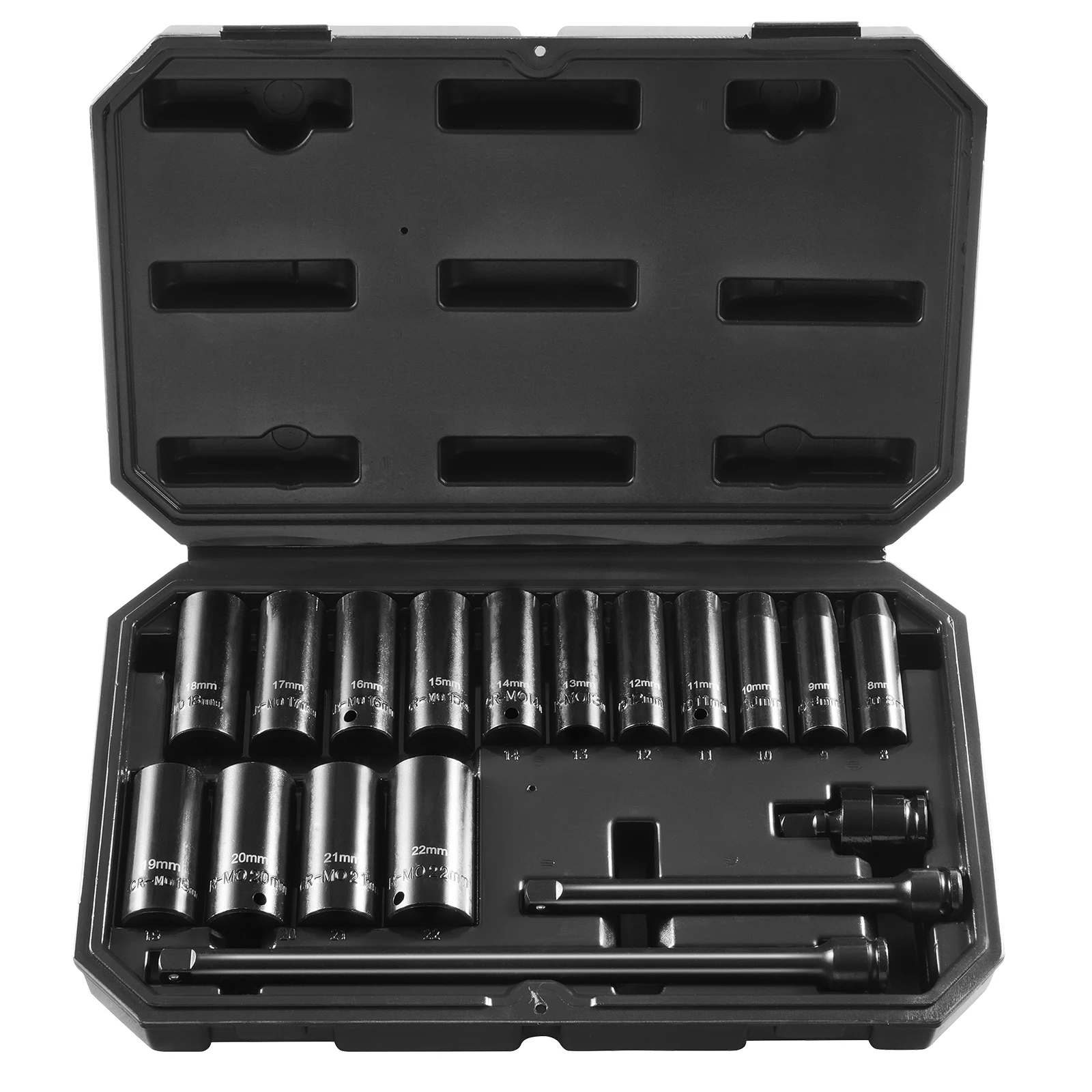 SucceBuy Drive Impact SocketSet Deep SocketSet Metric CR-V Alloy Steel for Auto Repair,Includes Storage Case Rugged Construction