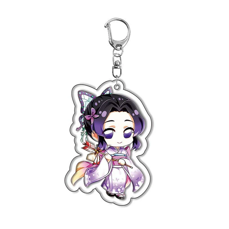 Porte-clés en acrylique version Q Demon Slayer, pendentif dessin animé Kamado Tanjirou Nezuko, cadeau de bande dessinée anime, accessoires de cosplay 4