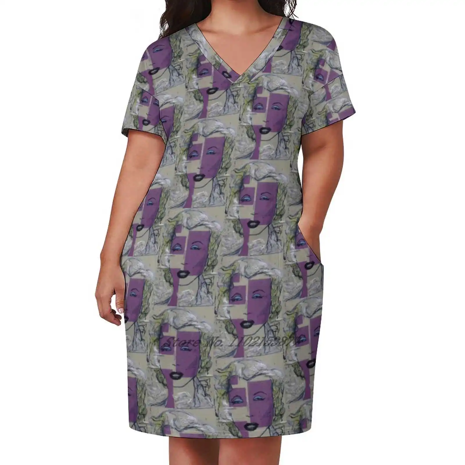 

22 Loose Pocket Dress Women Casual V Neck Dress Printed Dress Tamara Thalman Tamara Thalmann Thalmann Designs Findyourthing Y2K