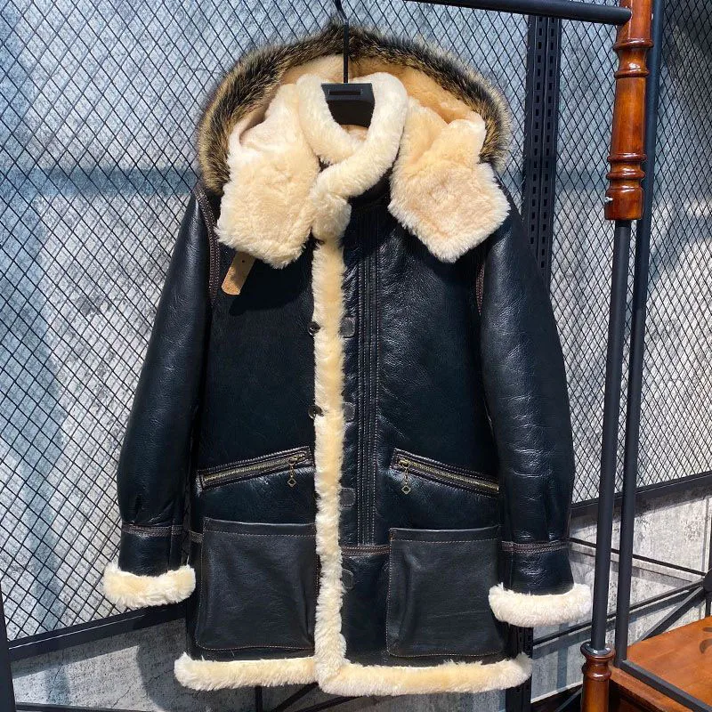 Luxury Man Genuine Sheepskin Lambskin Jacket 100% Real Natural Shearling Wool Liner Coat for Male Raccoon Fox Fur Hood XXXXXXXXL 100% real natural raccoon fur scarf women winter fashion luxury warm high quality fur collar for coat strip hooded large muffler