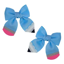 Campus Style Navy Blue Sequin Bow Hair Clips - 2 - Piece Set (Blue)