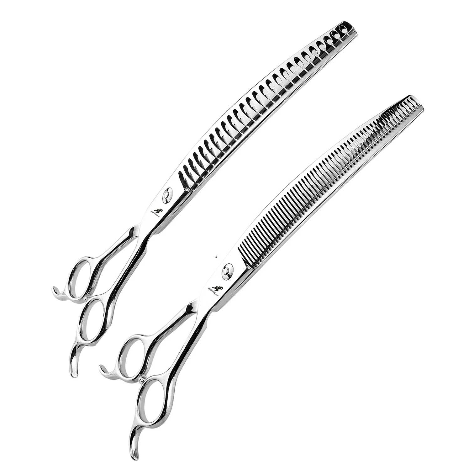 Dog Grooming Scissors Japan Stainless 8" Professional Pet Scissors Curved Chunker Scissors for Groomer Bend Down Thinning Shears
