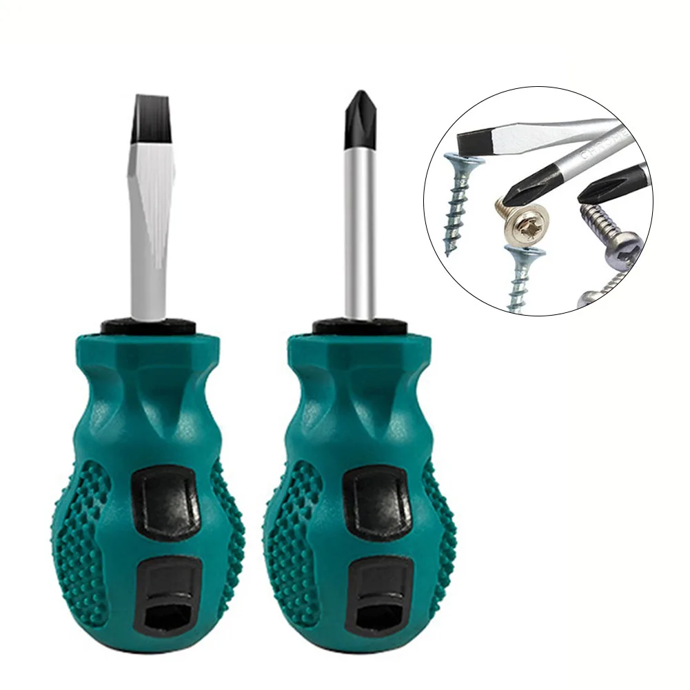 

2Pcs Screwdriver 6*38mm Magnetic Slotted Cross Head Rubber Handle For Furniture Computer Electric Equipment Repairing Hand Tool