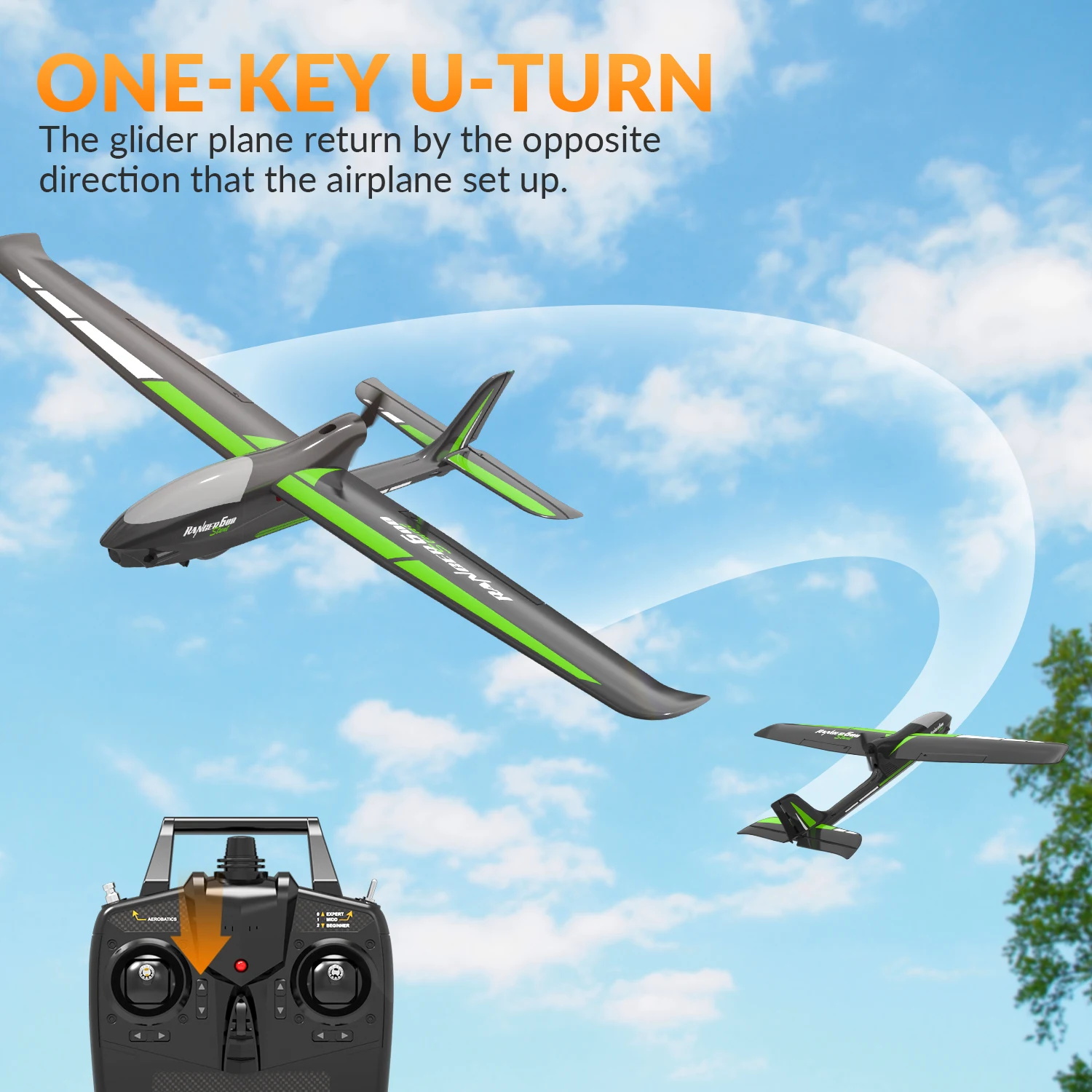 Planeur RC Xpilot 2.4GHz 656ft avec Gyroscope et 3 Modes de Vol