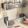 Aluminum Bathroom Shelves Wall Towel Rack Mounted Shower Caddy With No Drilling Design For Toiletries And Bathroom Accessories 1