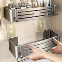 Aluminum Bathroom Shelves Wall Towel Rack Mounted Shower Caddy With No Drilling Design For Toiletries And Bathroom Accessories 1