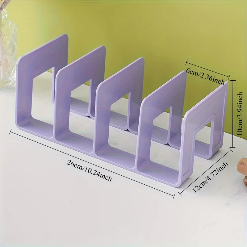 Compact Desktop Bookshelf Organizer with Anti-Slip Baffle for Office and Study Supplies