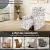 4Pcs Elastic Recliner Sofa Cover Printed Stretch Recliner Slipcovers with Side Pockets Non Slip Sofa Slipcovers for Living Room 3