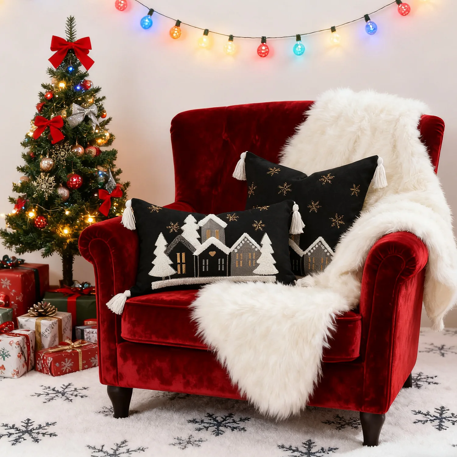 1/2 قطعة وسادة رمي التطريز يغطي مزيج القطن الكتان...