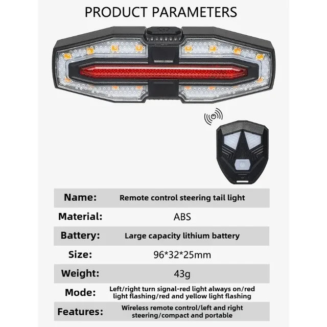 Rechargeable Bike Tail Light with Turn Signals 6