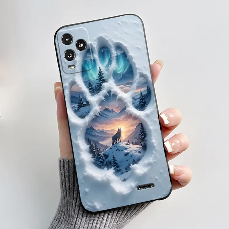 Aesthetic Dreamy Scenery Pattern Black Phone Case - Soft Shockproof Casing