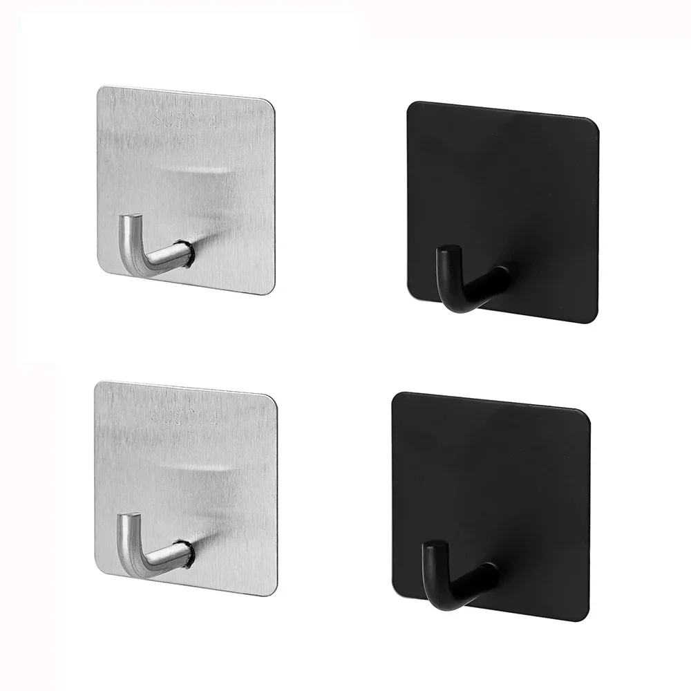 Self Adhesive Hooks 10/1PCS Stainless Steel Wall Mounted Waterproof Strong Adhesive Stickers Bedroom Kitchen Bathroom Home Storage Hangers