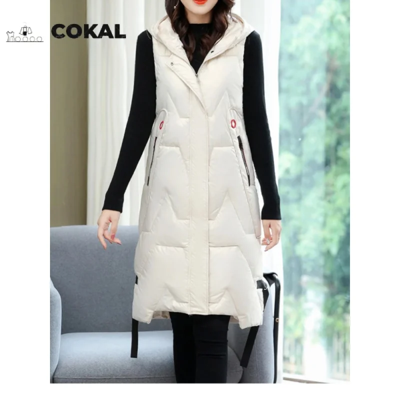 

COKAL women's vest autumn and winter new cotton medium and long version of casual coat Korean fashion slim and comfortable