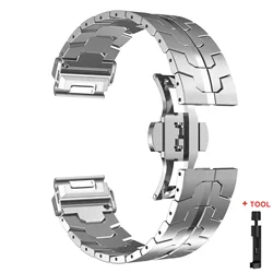 Premium Titanium Color Stainless Steel QuickFit Metal Watch Strap Replacement - 22mm (Silver)