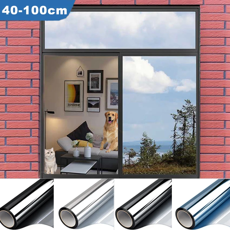 Window Privacy Tint Film One Way Mirror Vinyl Anti Look House For Home Foil Non Adhesive Glass Static Cling Stickers Block UV