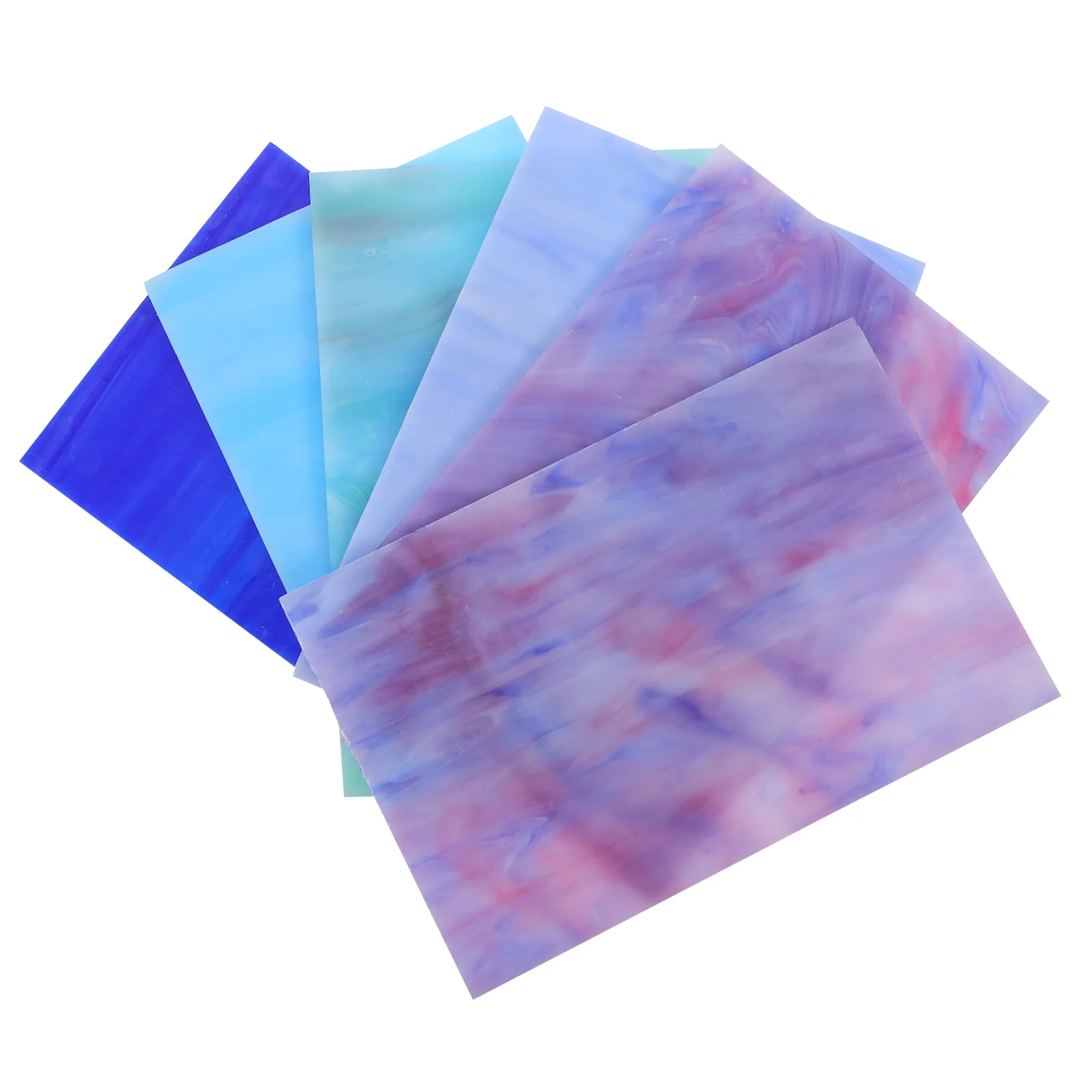 

6 Pcs Colored Mica Flakes Mosaic Stained Glass Clear Plates Water Ripple Cathedral Holder Applique