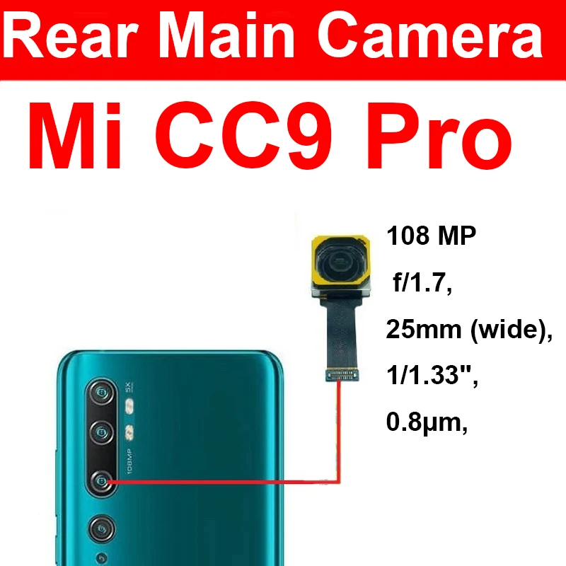 Front Back Rear Camera For Xiaomi Mi CC9 Pro Main Back Camera For
