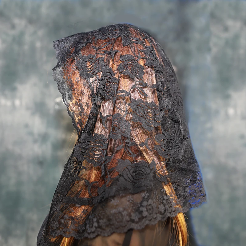 Black Lace Veil Mantilla For Church Catholic Latin Mass Head