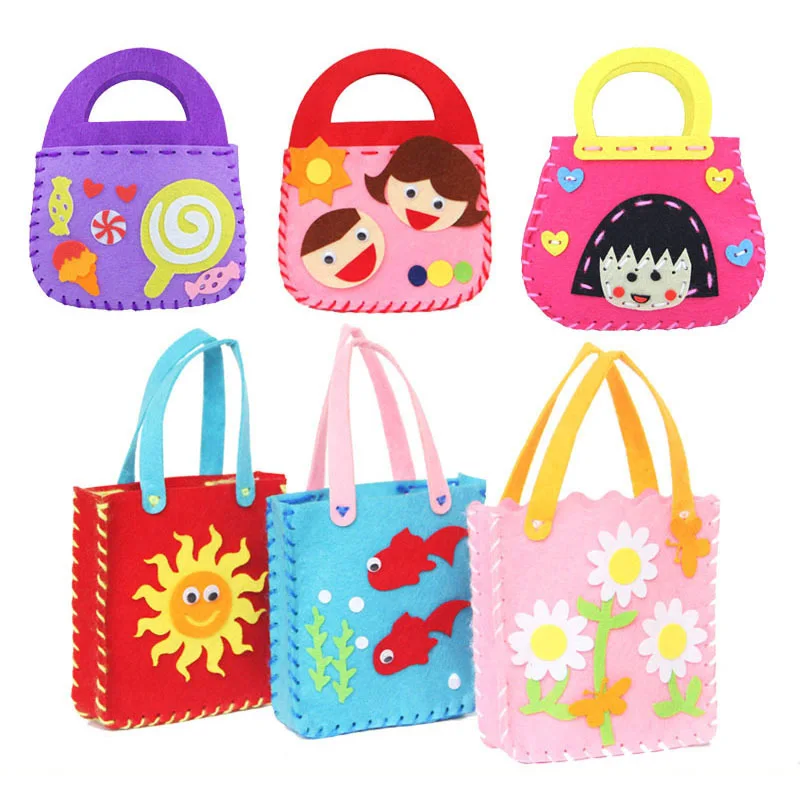 

Non-Woven Fabric DIY Handbag Kids Craft Toy Mini Bag Non-woven Cloth Colorful Handmade Bag Cartoon Animal Children Handbags