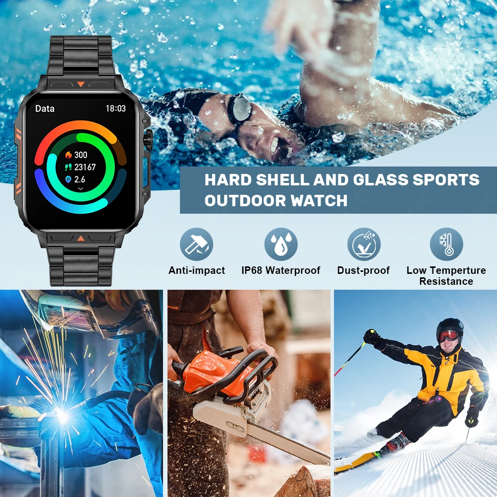 New Smartwatch 1.95" Screen Health Monitoring Watches IP68 Waterproof Sport Fitness Smart Watch For Men Women reloj inteligente