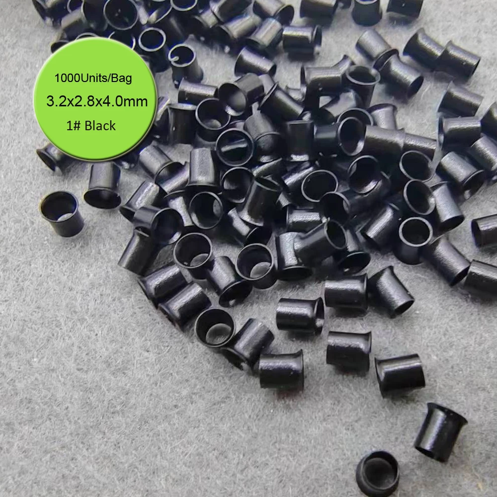 미니 잠금 구리 마이크로 링, 플레어, 쉽게 잠금, 마이크로 비드, 블랙 다크 브라운 블론드, 25 백 잠금, 비드 25000 유닛, 3.2x2.8x4.0mm