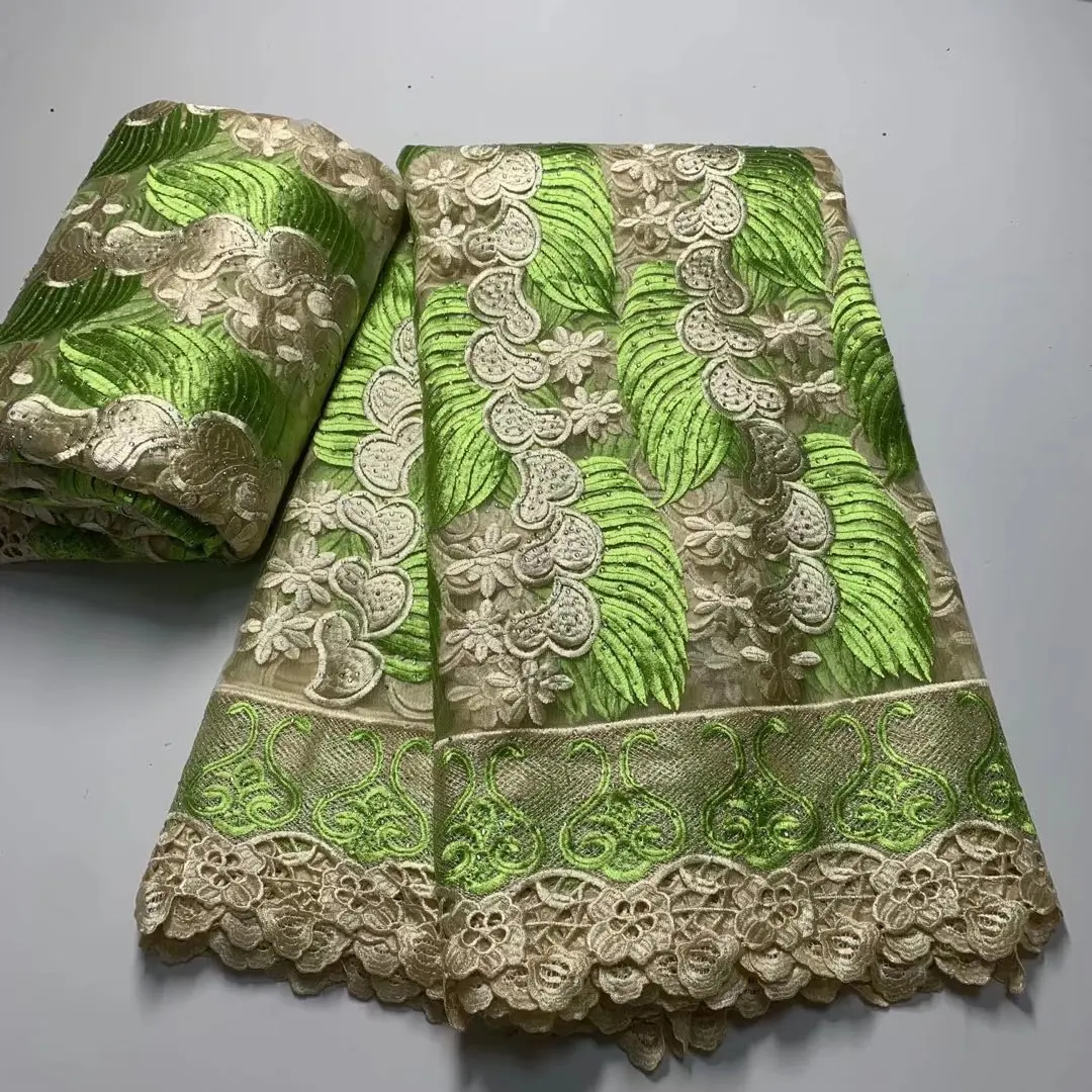 2022 High Quality African Lace Fabric With Stones African Embroidery Guipure Lace Fabric For Nigerian Net Lace Women Dress 