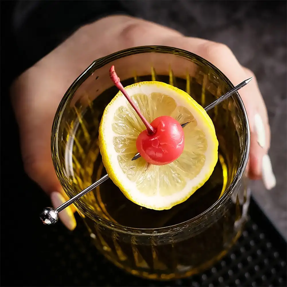 Cocktail Skewers 3Pcs Reusable Cocktail Picks Skewers Stainless Steel Martini Fruit Sticks Bar Tools For Party Kitchen KTV Wedding Accessories
