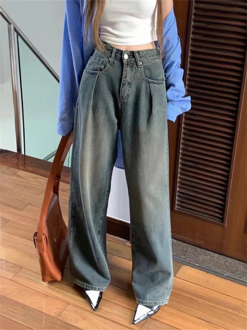 alien-kitty-autumn-retro-wide-leg-pants-high-street-women-chic-loose-fashion-slim-denim-casual-all-match-daily-mopping-jeans