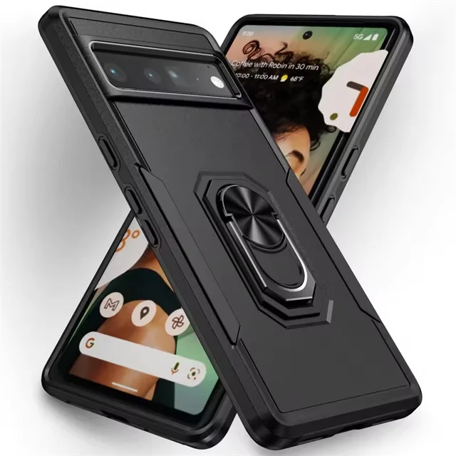 Rugged Military Heavy-Duty Magnetic Ring Stand Phone Case - Shockproof Matte Defender Cover