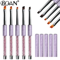 BQAN Nail Brush Design Oblique Purple Rhinestone Head Metal Handle Nylon Hair Nail Gel Brush For Nail Art Brush 1