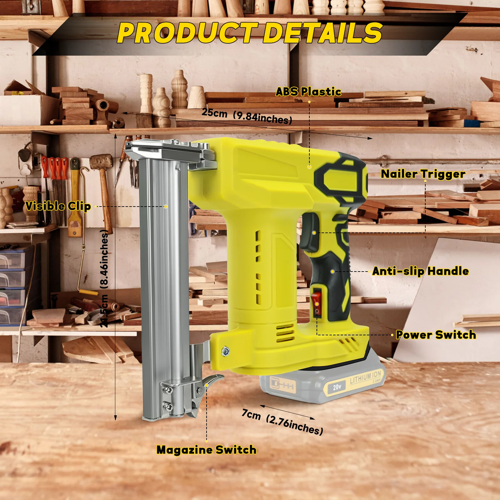 Cordless Electric Nail Gun for Straight/N-shape Nails Woodworking Universal Nailing Machine for Dewalt 20V Battery (No Battery) 3