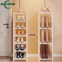 Shoe Rack Metal Frame & Fabric Interlayer Multiple Layers Space-saving Shoe Shelf  Wall Corner Stackable Adjustable Shoe Rack 1